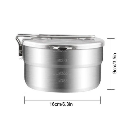304 Stainless Steel Lunch Case With Storage Bag Camping Pot Tableware Outdoor