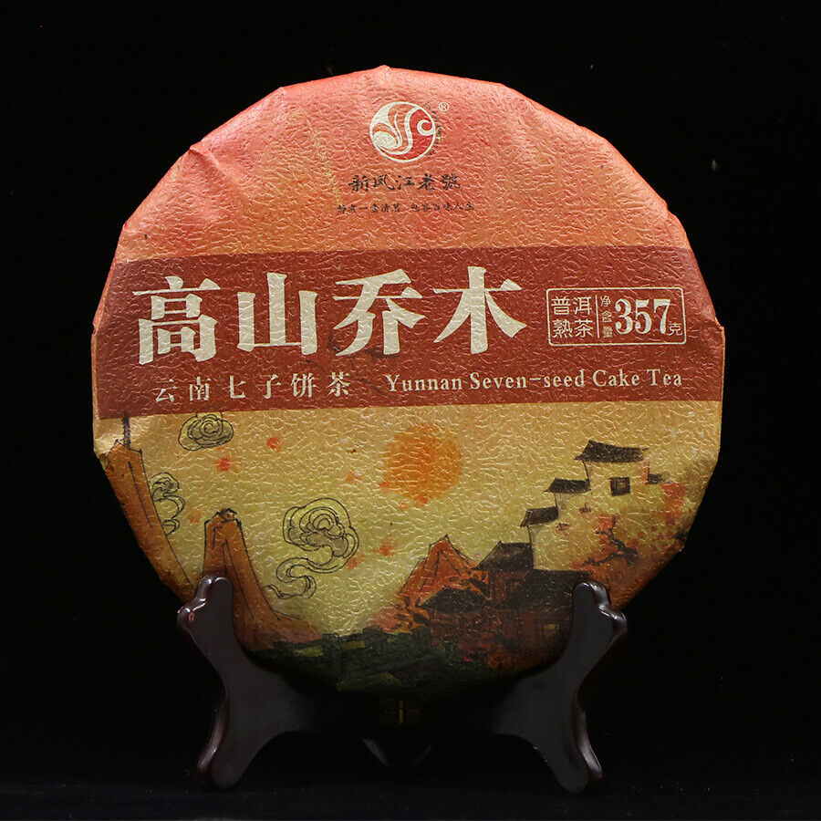 357g 2018 Gao Shan Qiao Mu Shu Puer Yunnan Seven-seed Cake Tea Ripe Puer Tea