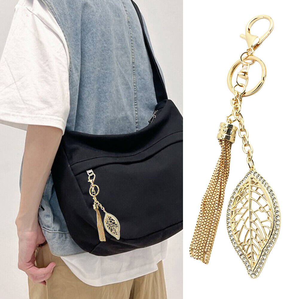 Leaf Shape Keychain Bag Hanging Ornament Tassel Chain Decorative Bag Pendant