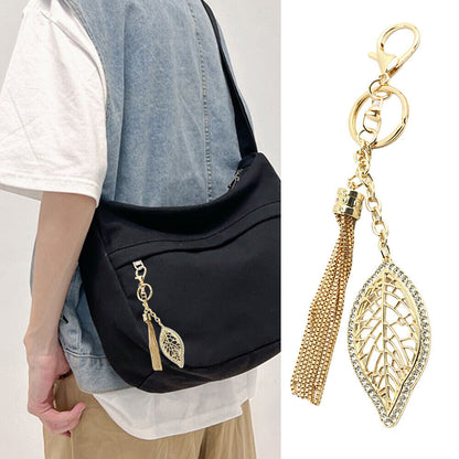 Leaf Shape Keychain Bag Hanging Ornament Tassel Chain Decorative Bag Pendant