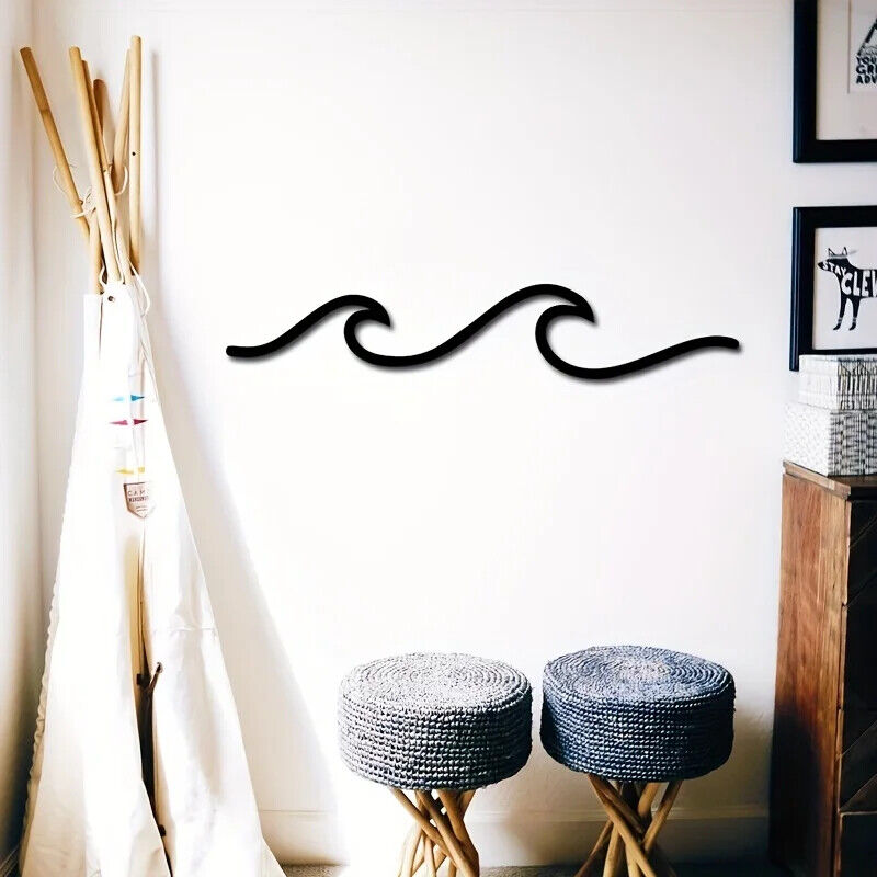 Art Sign Wall Decor Ocean Wave Wall Hanging Minimalist Lines Iron Crafts wall