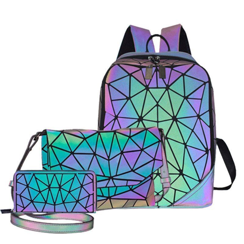 Luminous Bag Sequin Set Shoulder Bags School Backpack Holographic Purse Softback