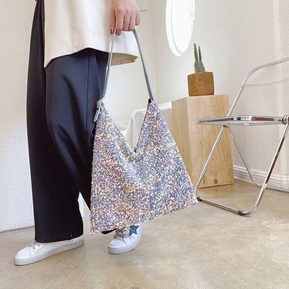 Fashion Sequins Bag Shoulder Purse Luxury Handbags 36*38*2 CM Belt Length 6 CM