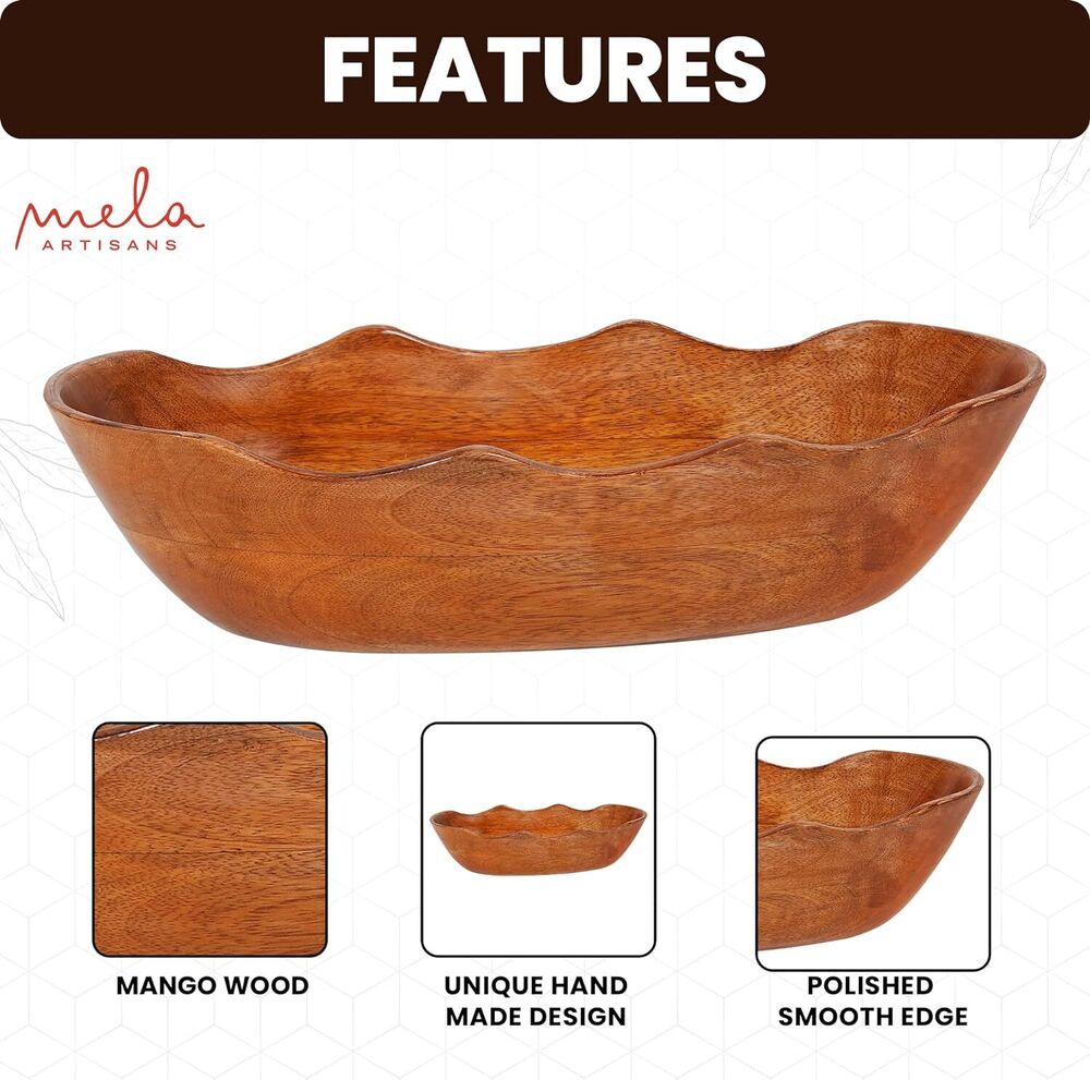 Unique Handmade Wooden Serving Bowl Home Kitchen Decoratian Tabletop Rustic Gift