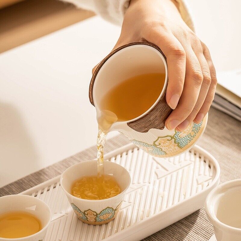 portable tea set for travel bag ceramic tea pot cup canister tea tray towel gift