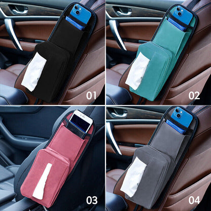 Car Seat Side Storage Organizer Phone Pocket Hanging Tissue Box Storage Bag