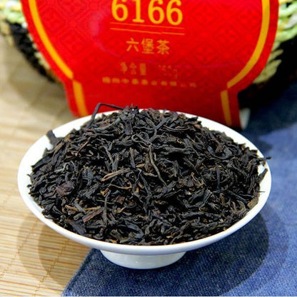 250g CHINA TEA 6166 Aged Wuzhou Dark Tea Liu Pao Hei Cha Liu Bao Black In Basket
