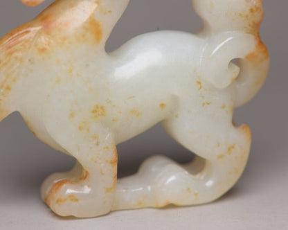 Collection Chinese Hetian Jade Carved Beast Statue Exquisite Unique Figurine Art