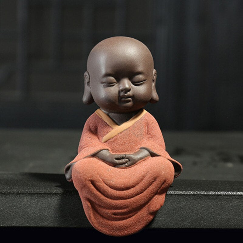 Buddha Statues Tea Pet Purple Sand Buda Monk Tea Decor Zisha Ornament Decoration