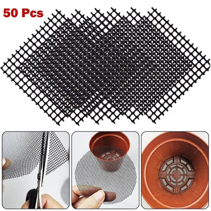 Flower Pot Hole Mesh Pad 50Pcs Glass Fiber Plants Bonsai Bottom Grid Mat 10x10cm