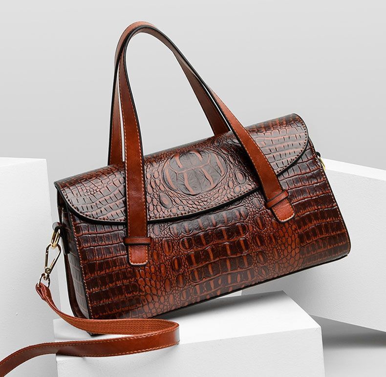Synthetic Leather Handbag Vintage Tote Shoulder Bag Crossbody Purse 34*12*19 CM