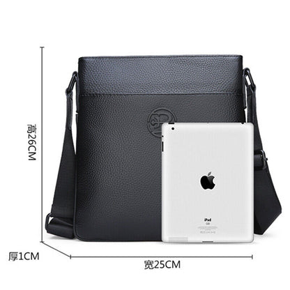 100% Genuine Leather Men's Litchi Sling Shoulder Messenger Bag 10" Business Bag