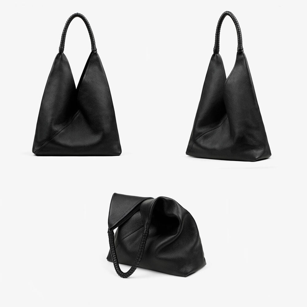 Genuine Cohide Leather Raw Edge Slouchy Tote Handbag Shoulder Bag Purse Fashion