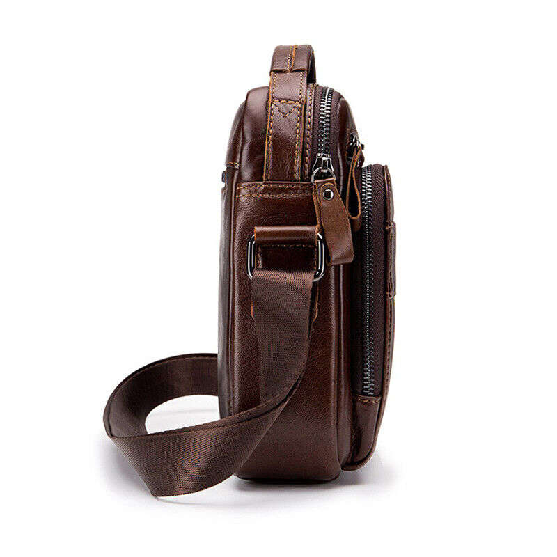 100% Genuine Leather Men's Messenger/Shoulder Bag 8" Handbags Crossbody Bags