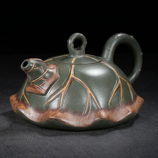 Vintage Chinese Yixing Purple Clay Teapot Zisha Ceramic Fine Lotus Leaf Teaware