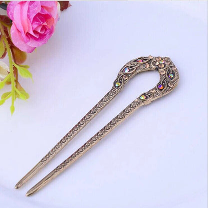 Women Hair Accessories Antique Bronze Plated Hairpins U-Shape Hair Stick Jewelry