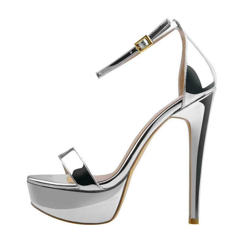 New Womens Sexy Ankle Strap Open Toe Platform Stilettos Sandals High Heels Shoes
