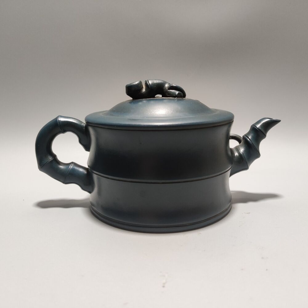 Vintage Chinese Yixing Purple Clay Teapot Zisha Ceremony Ceramic Bamboo Teaware