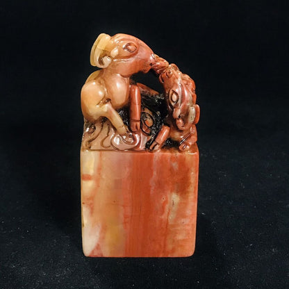 Chinese Peking Shoushan Stone Carved Sheep Seal Statue Figurine Collections Rare