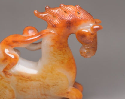 Collection China Hetian Jade Carved Horse Monkey Statue Exquisite Figurines Rare