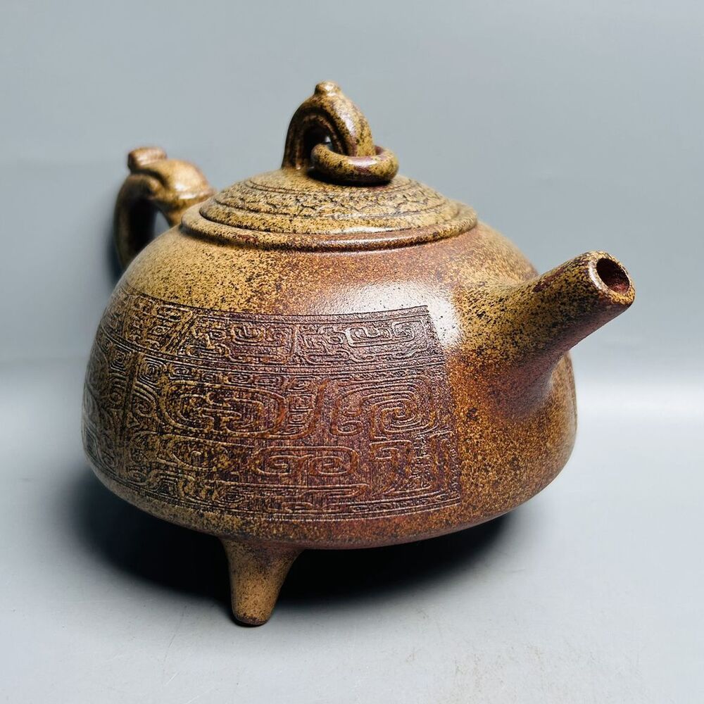 Vintage Chinese Yixing Purple Clay Teapot Zisha Ceremony Carving Collectible Art