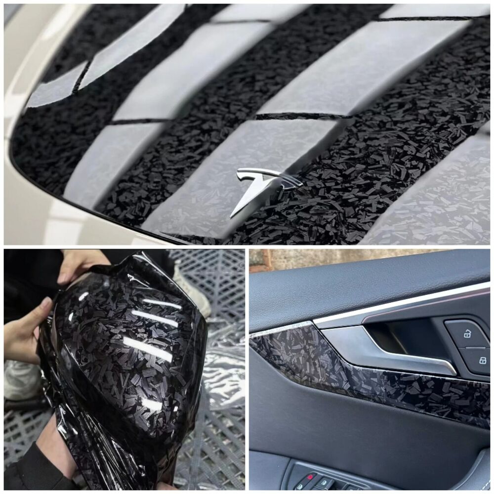 Car Stickers PET Forged Carbon Fiber Vinyl Silver Black Red Roll Adhesive Decals