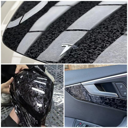 Car Stickers PET Forged Carbon Fiber Vinyl Silver Black Red Roll Adhesive Decals