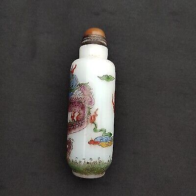 chinese antique collected dragon figurine Painted Glass Snuff Bottle Multi-Color