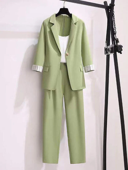 Women's Suit Female Blazer Leisure Pants Suit Jacket 3 Piece Jacket Pants Set