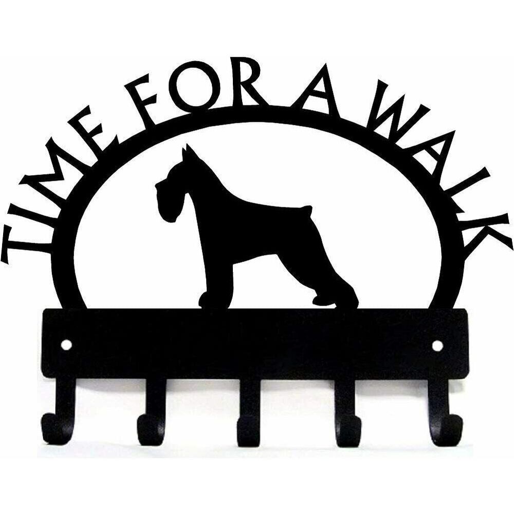 Miniature Schnauzer Time for A Walk Key Rack Wall Mounted Hook Up Key Hanger