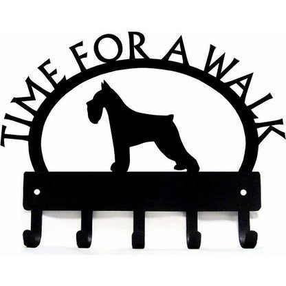 Miniature Schnauzer Time for A Walk Key Rack Wall Mounted Hook Up Key Hanger