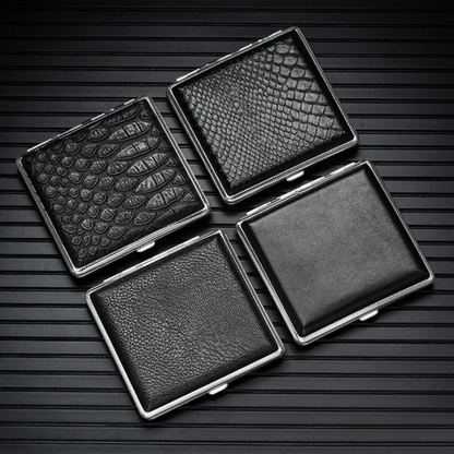 Cigarettes Box Metal Leather Cigars Cases Smoking Accessories Storage 99x94x19mm