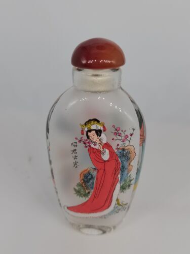 Chinese Old Beijing Glaze Inside Painting Snuff Bottle Painted Beautiful Woman