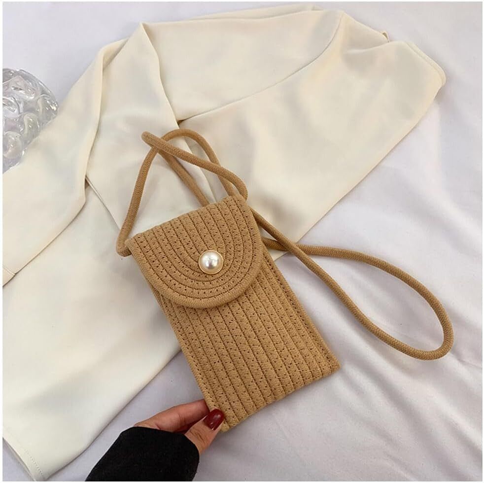 Hand Woven Crossbody Bags for Women Boho Style Cell Phone Purse Handbag Gift