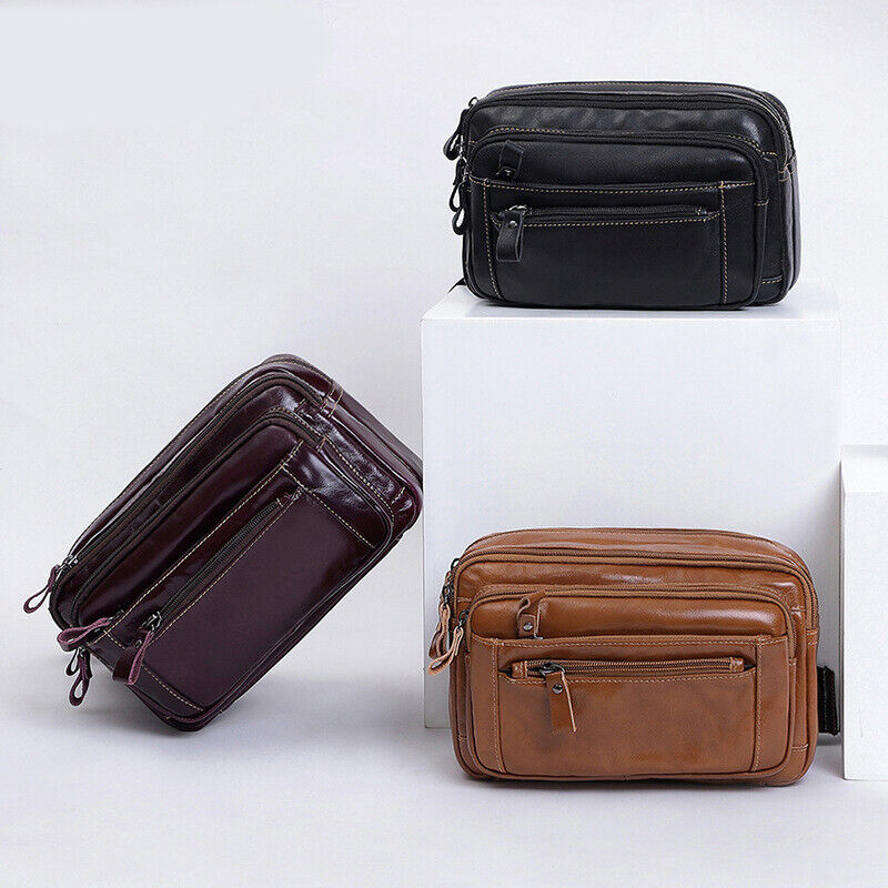 Motorcycle Outdoor Genuine Vintage Leather Waist Fanny Pack Crossbody Sling Bag