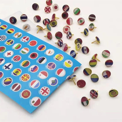 Board Marker Thumbtack 194Pcs Different Countries Map Tacks Nation Flag Pushpins