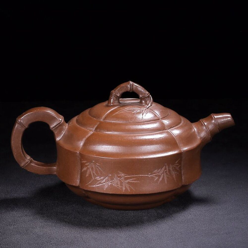 Vintage China Yixing Purple Clay Teapot Zisha Ceremony Exquisite Bamboo Tea Set