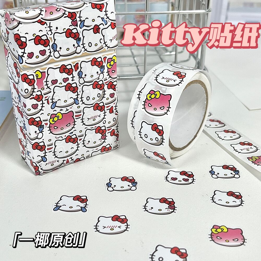 Hellokitty Roll Sticker Cartoon Decoration Handbook Sticker Sealing Sticker