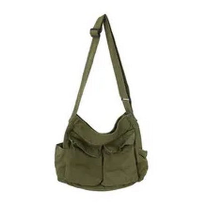 Large Capacity Canvas Shoulder Bags Solid Soft Denim Leisure Travel Bag Casual