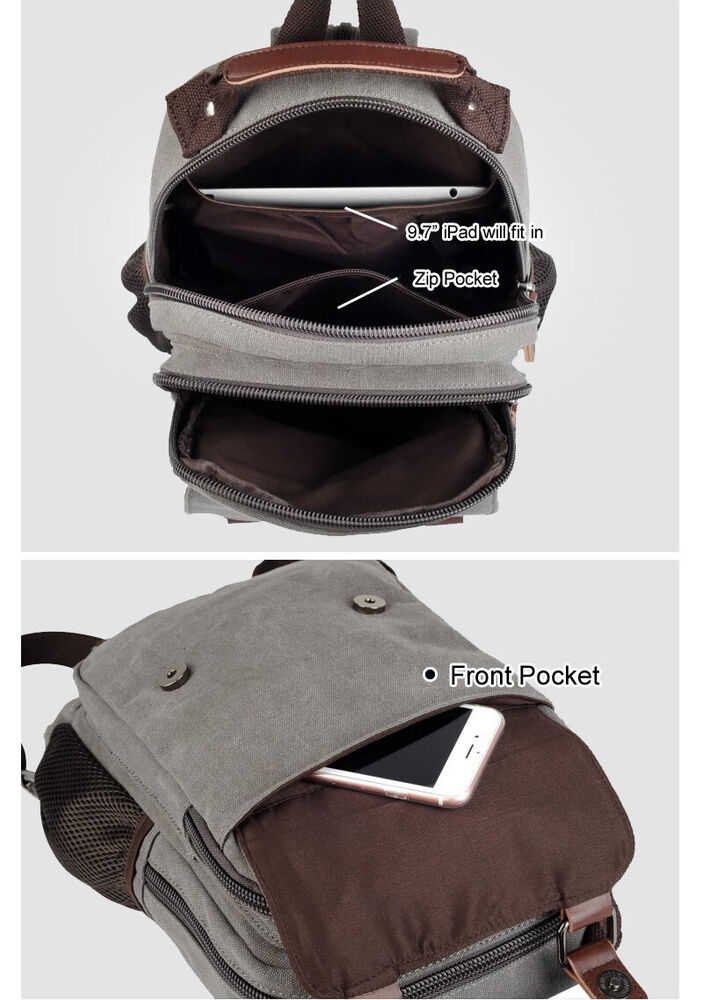 Convertible Canvas Small Mini Backpack Rucksack Chest Pack Sling Bag Travel