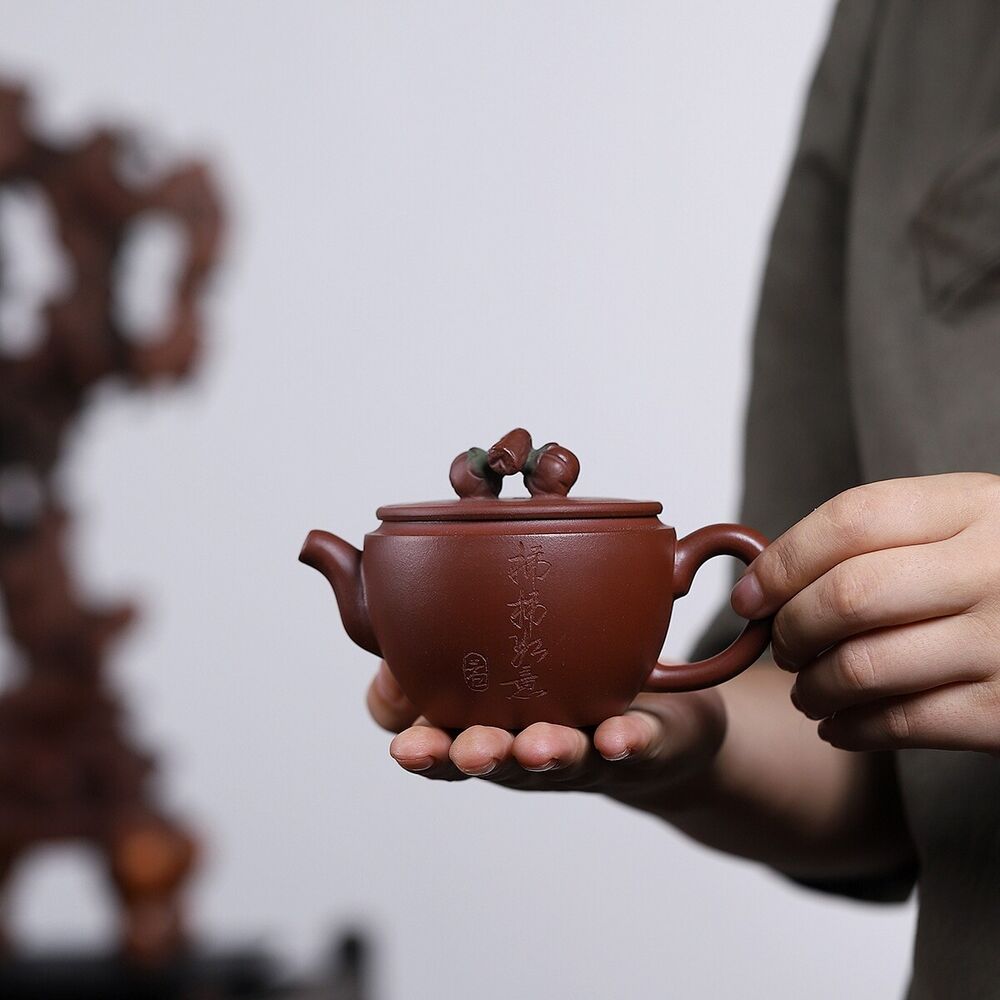 Handmade Tea Pot Marked Real Yixing Zisha Purple Clay Master Pot 180ml 9 Holes