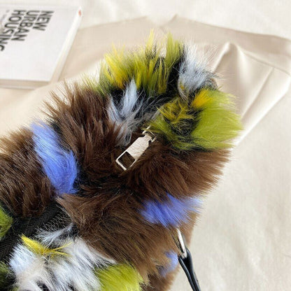 Women Shoulder Bags Female Winter Plush Bags Flower Bags Handbags