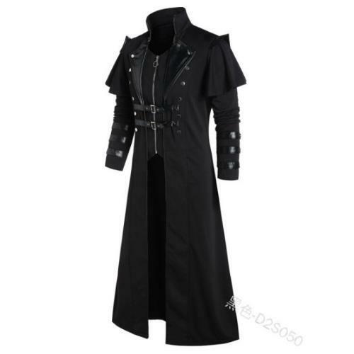 Medieval Steampunk Coat Men's Cosplay Costume Photography Gothic Windbreaker L