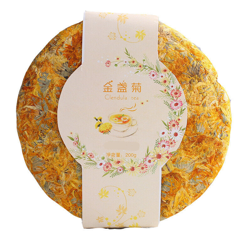 Yunnan Flower tea cake Calendula Flower Tea Cake 200grams Flowers Beeng Tea