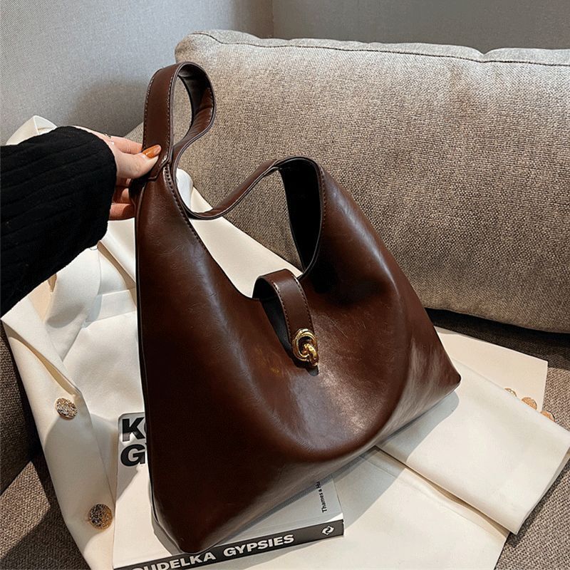 Large Bag Handbags Vintage Shoulder Bags Handbag Brown Synthetic Leather Purse