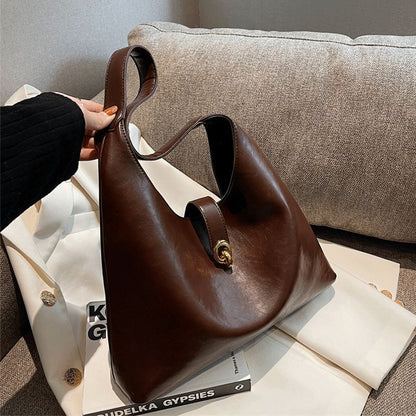 Large Bag Handbags Vintage Shoulder Bags Handbag Brown Synthetic Leather Purse