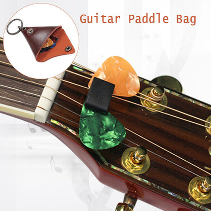 Triangle Leather Guitar Picks Bag Keychain Storage Case for Guitar Ukulele Pick