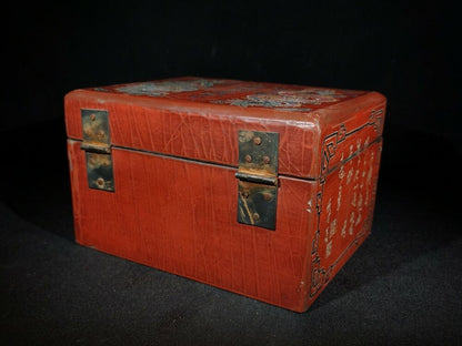 7.8" antique chinese jewelry box dragon sculpture statue qing qianlong seal box