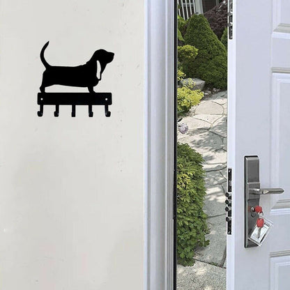 Basset Hound Dog - Key Hooks Wall Mounted Hook Up Metal Pendant Wall Art Home