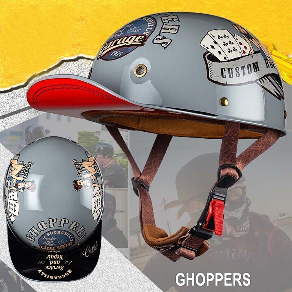 Motorcycle Half Helmet Open Face Motorcycle Half Helmet Retro Baseball Cap